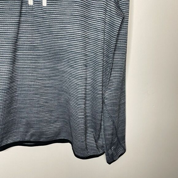 PRANA 1/4-Zip Pullover Mens XL Striped Waffle Sweatshirt Base Layer Blue - Picture 5 of 10